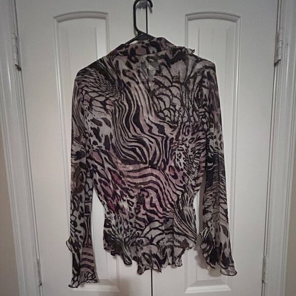 Women's Blouse in Black/White/Pink in Size Medium by Bisou Bisou - Picture 3 of 5